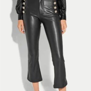 Generation Love Womens Amirah Pants  Sz 0 Black Faux Leather High Waist Crop NWT